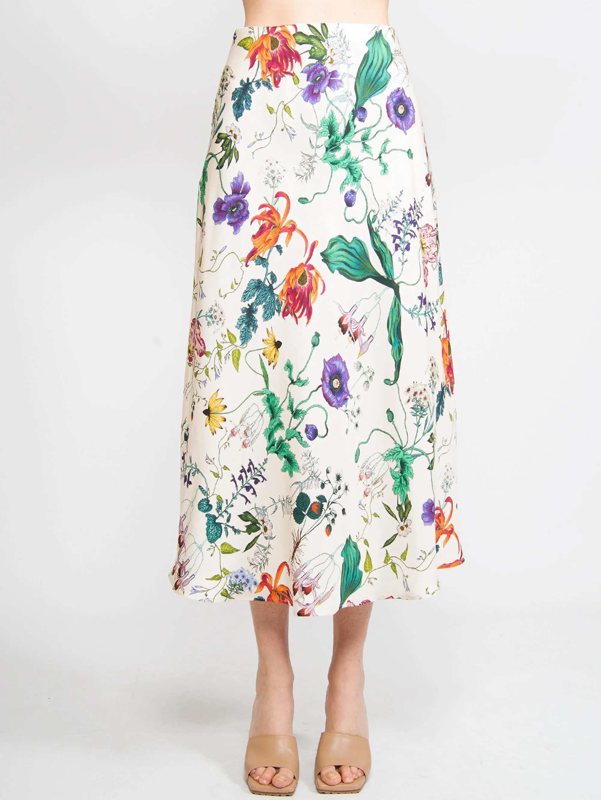 Gonna in Seta Floreale Ivory
