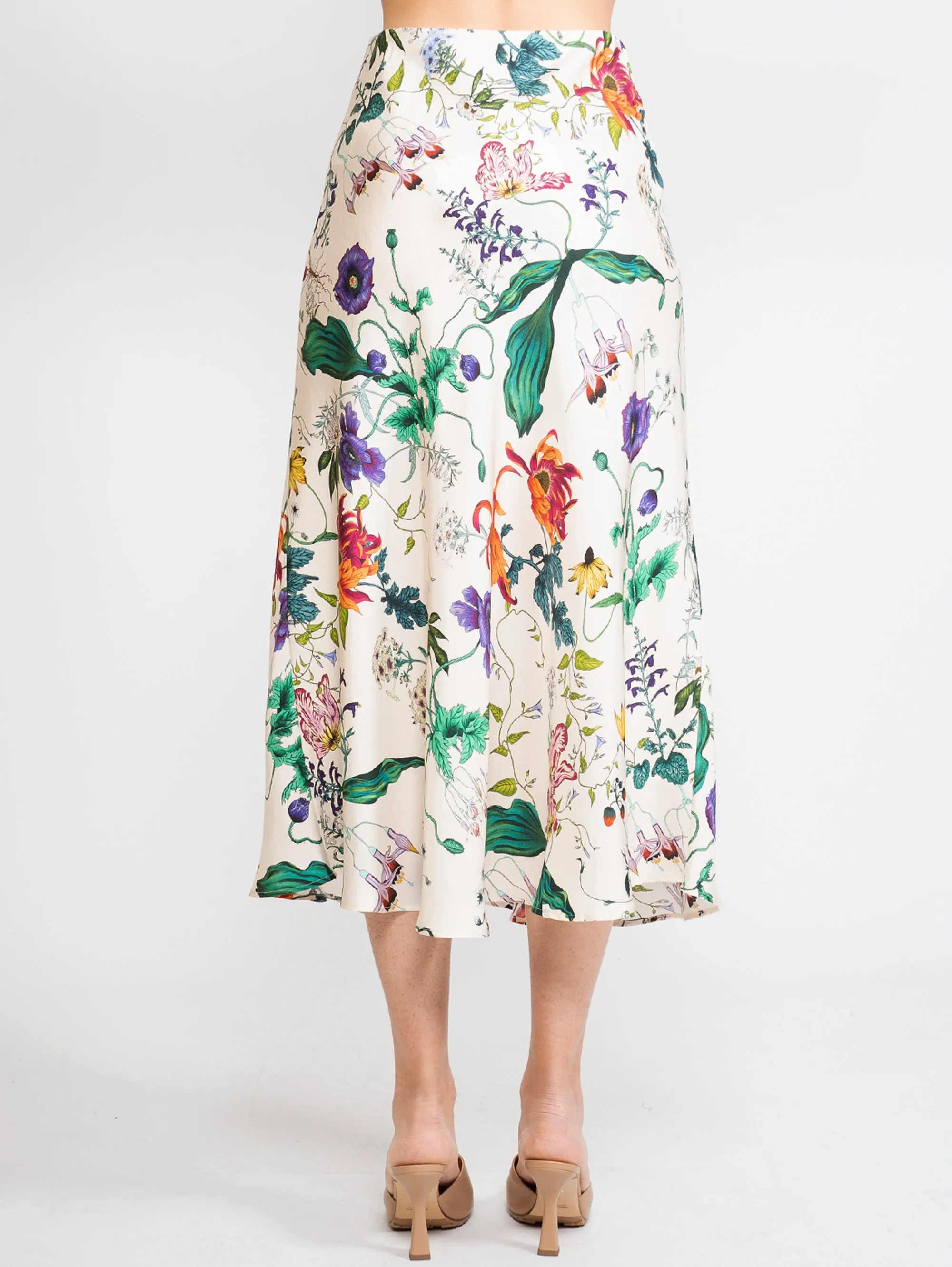 Gonna in Seta Floreale Ivory