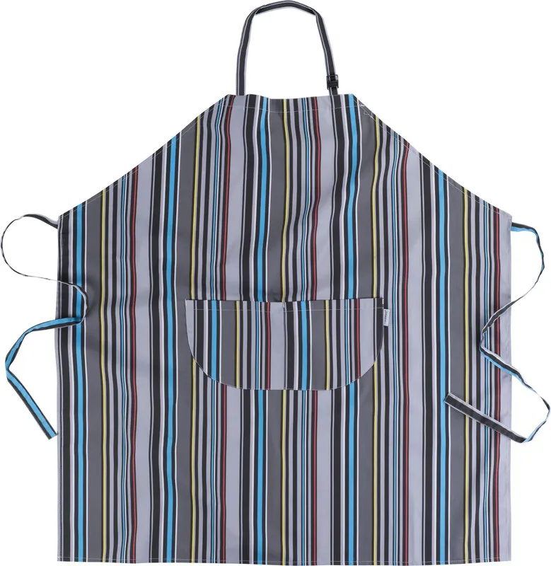 Grembiule con pettorina e borsa, stampa a righe 90x95 STAMPATO