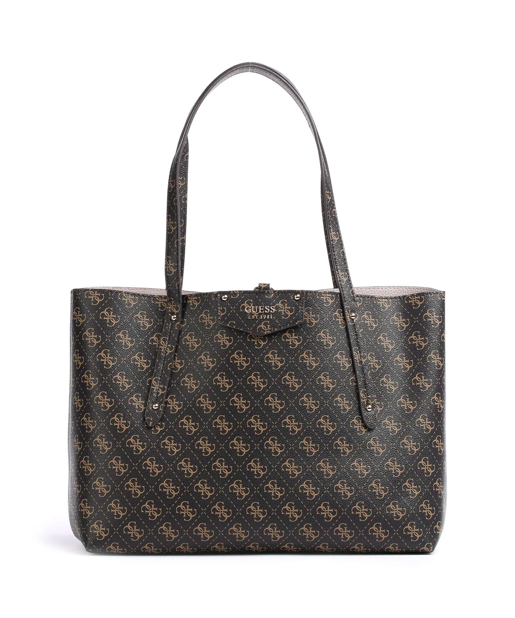  Guess Brenton Eco Borsa shopper pelle sintetica marrone scuro  