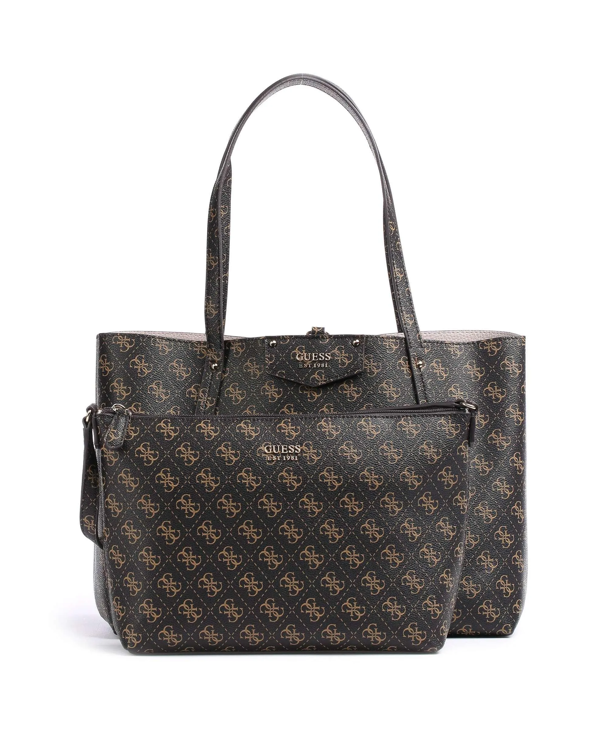  Guess Brenton Eco Borsa shopper pelle sintetica marrone scuro  