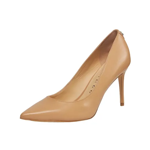 GUESS SCARPE DONNA DECOLLETE A PUNTA RICA 7 IN PELLE SAND FL7RICLEA03  