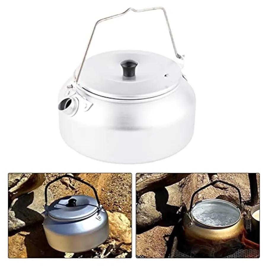 JINGAN 2 Pcs Bollitore per Campeggio, Bollitori da Escursionismo in Lega di Alluminio Leggero – Teiera in Alluminio Ultraleggera