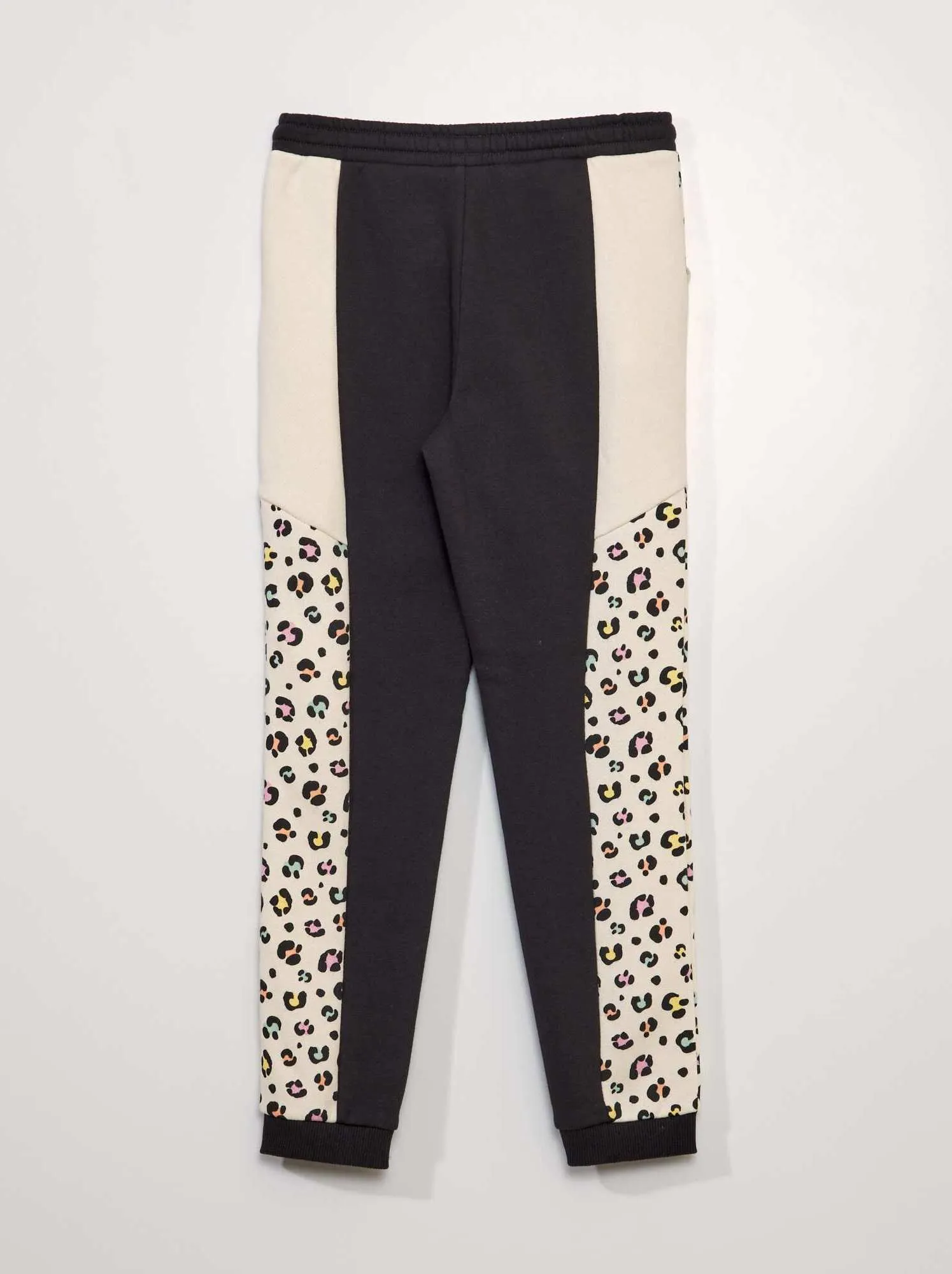 Joggers in tessuto felpato colorblock - BEIGE