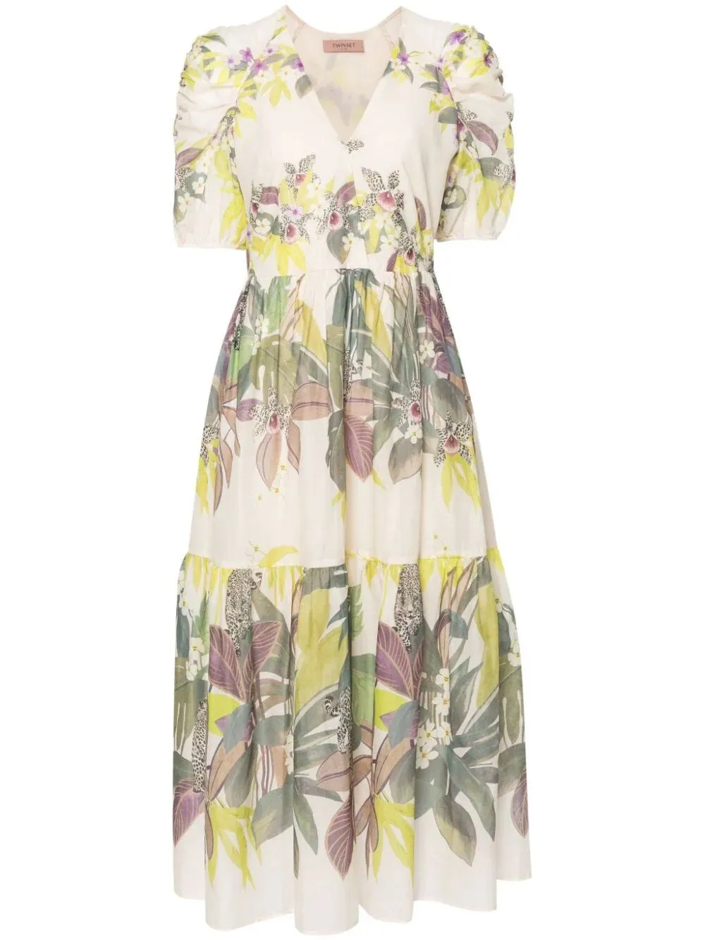 `Jungle Fever` Print Long Dress With Belt