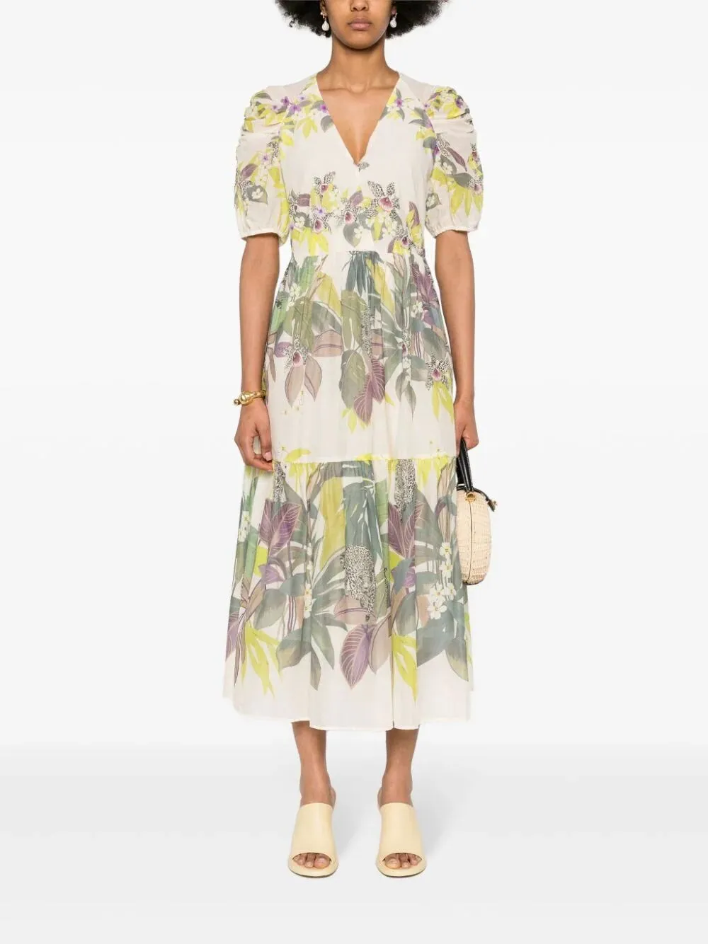 `Jungle Fever` Print Long Dress With Belt