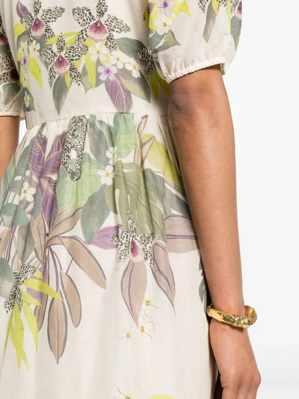 `Jungle Fever` Print Long Dress With Belt