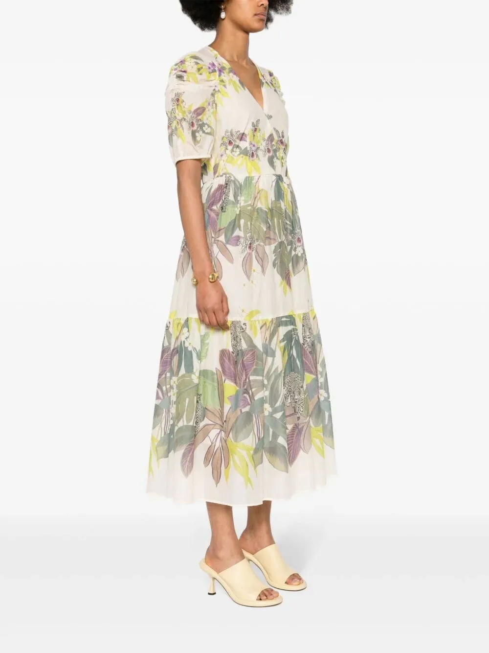 `Jungle Fever` Print Long Dress With Belt