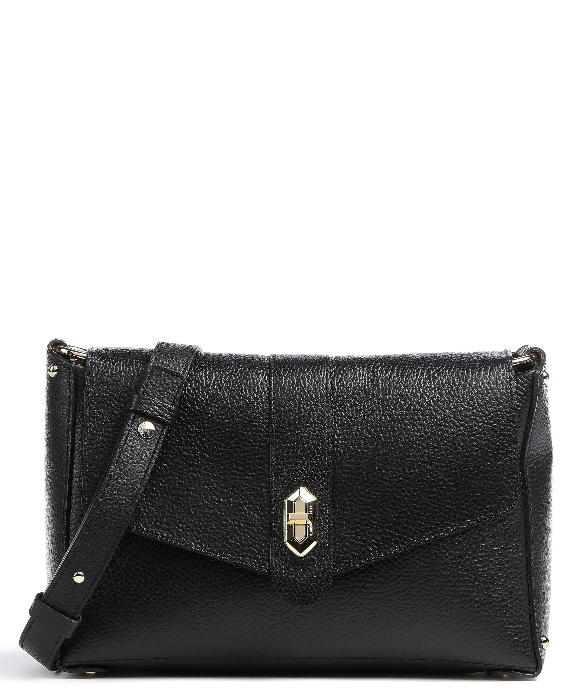  Lancaster Foulonne Double Borsa a tracolla pelle di vacchetta grana nero  