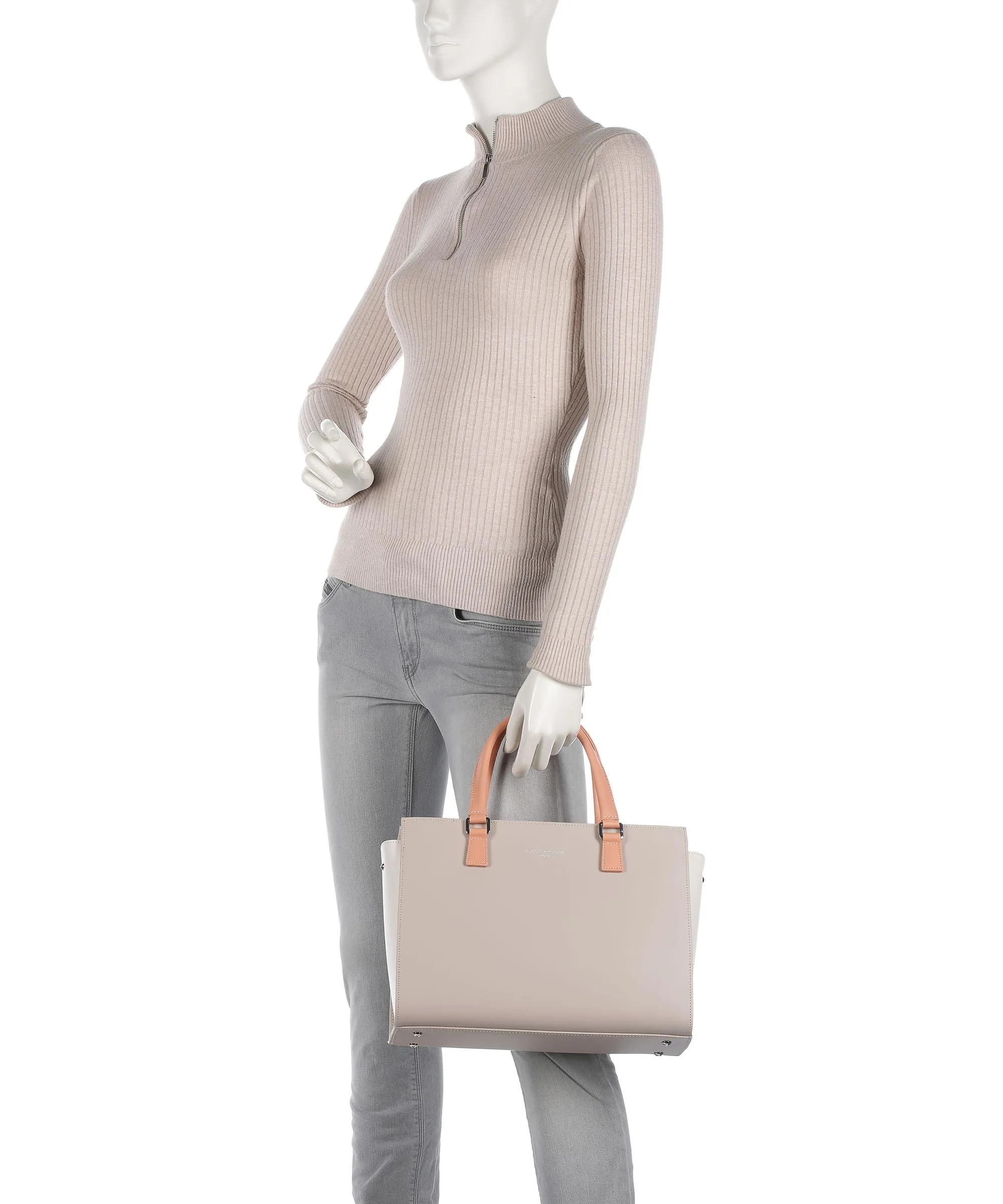  Lancaster Smooth Borsa a mano pelle bovina beige  