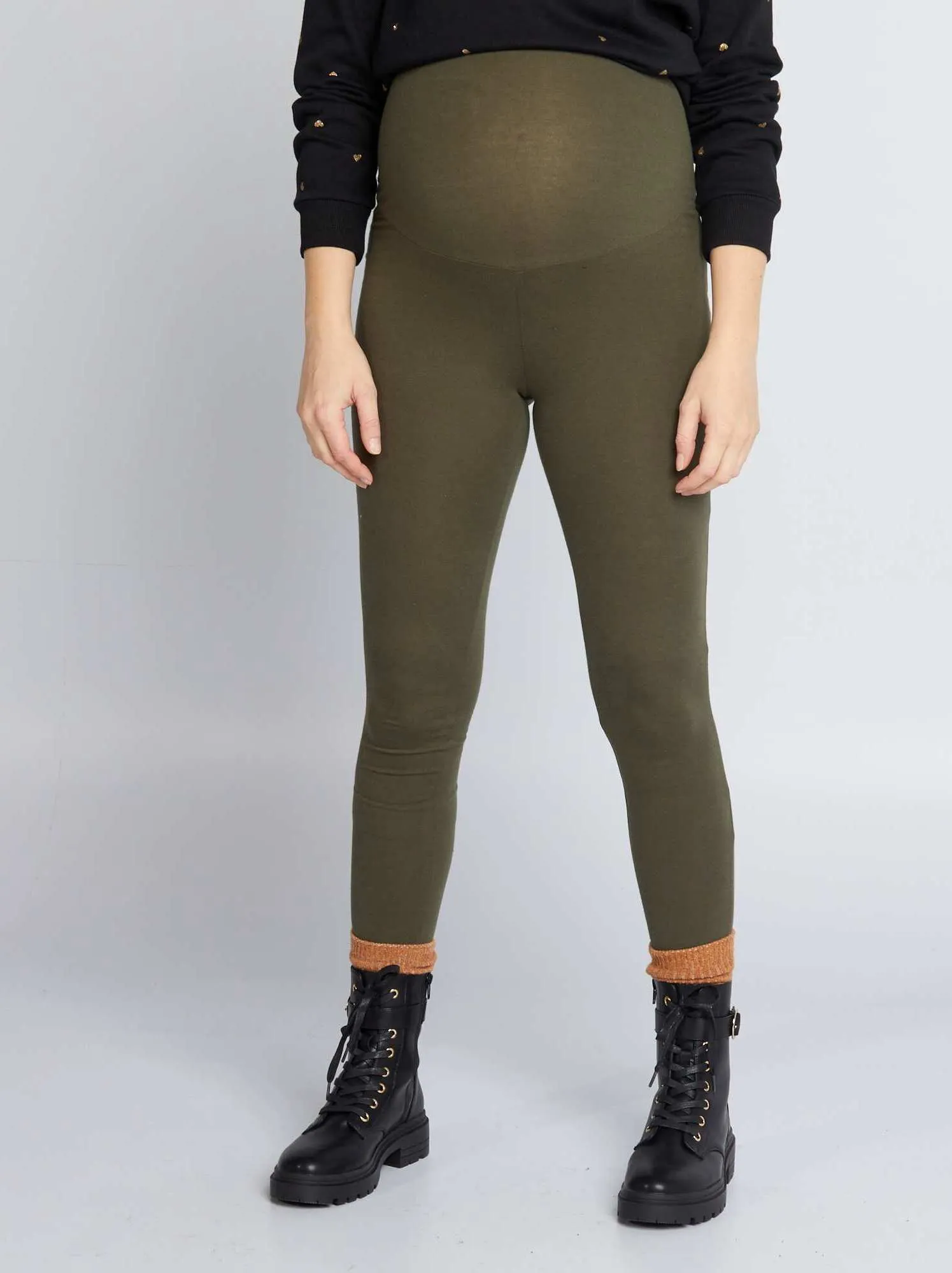 Leggings premaman lunghi in jersey tinta unita - KAKI