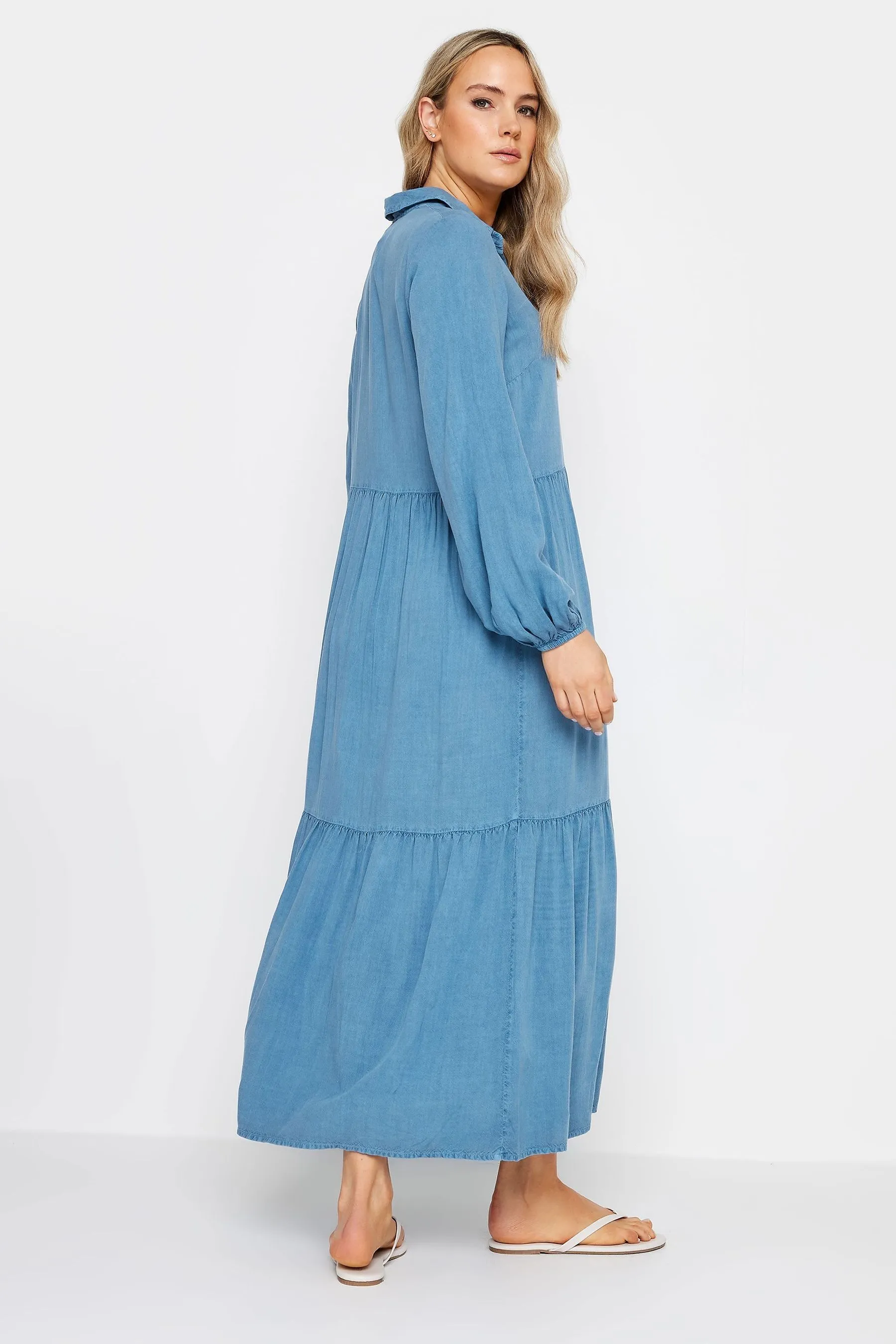 Long Tall Sally - Abito grembiule a balze in chambray