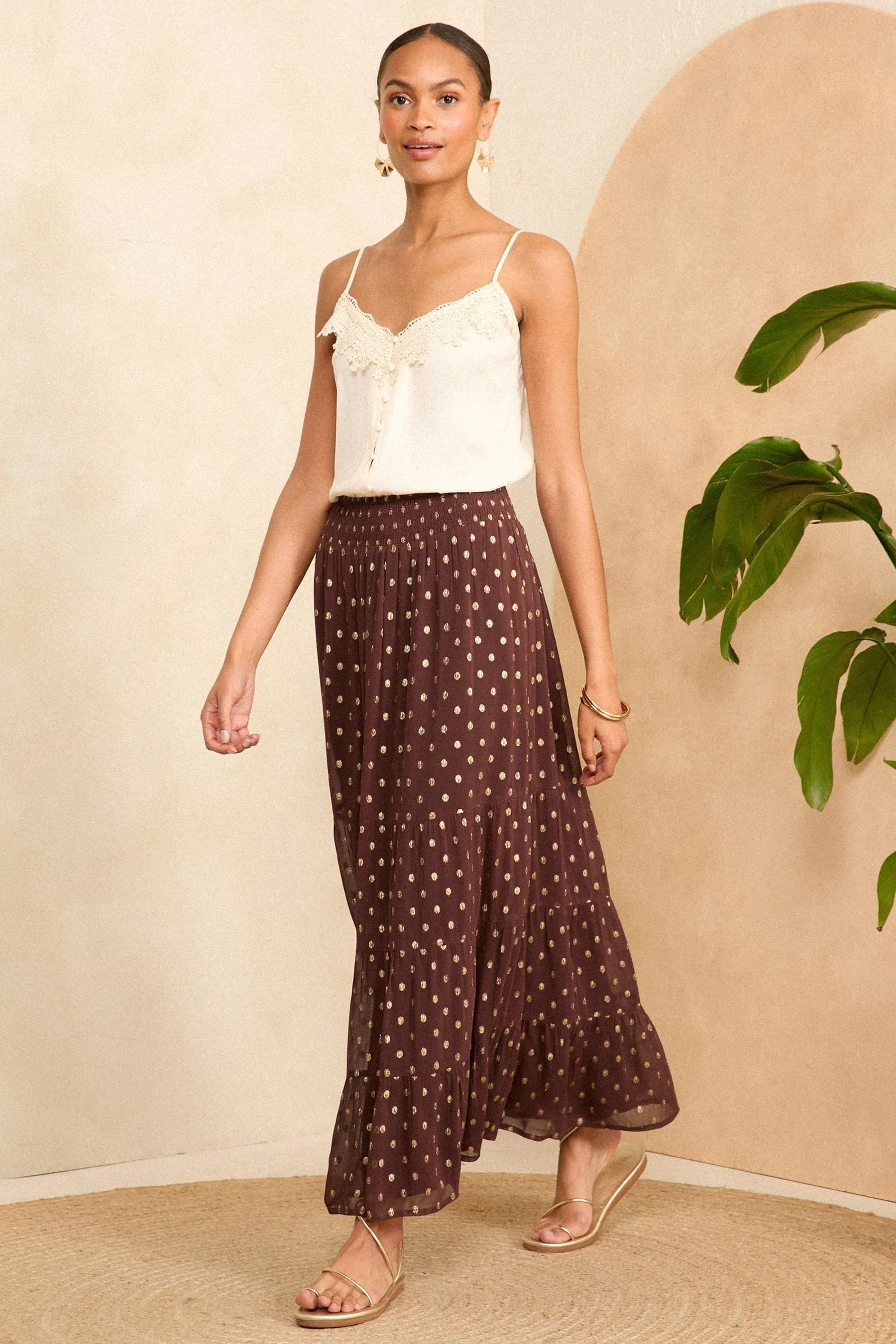 Love & Roses Dettagli metallizzati - Gonna maxi a balze