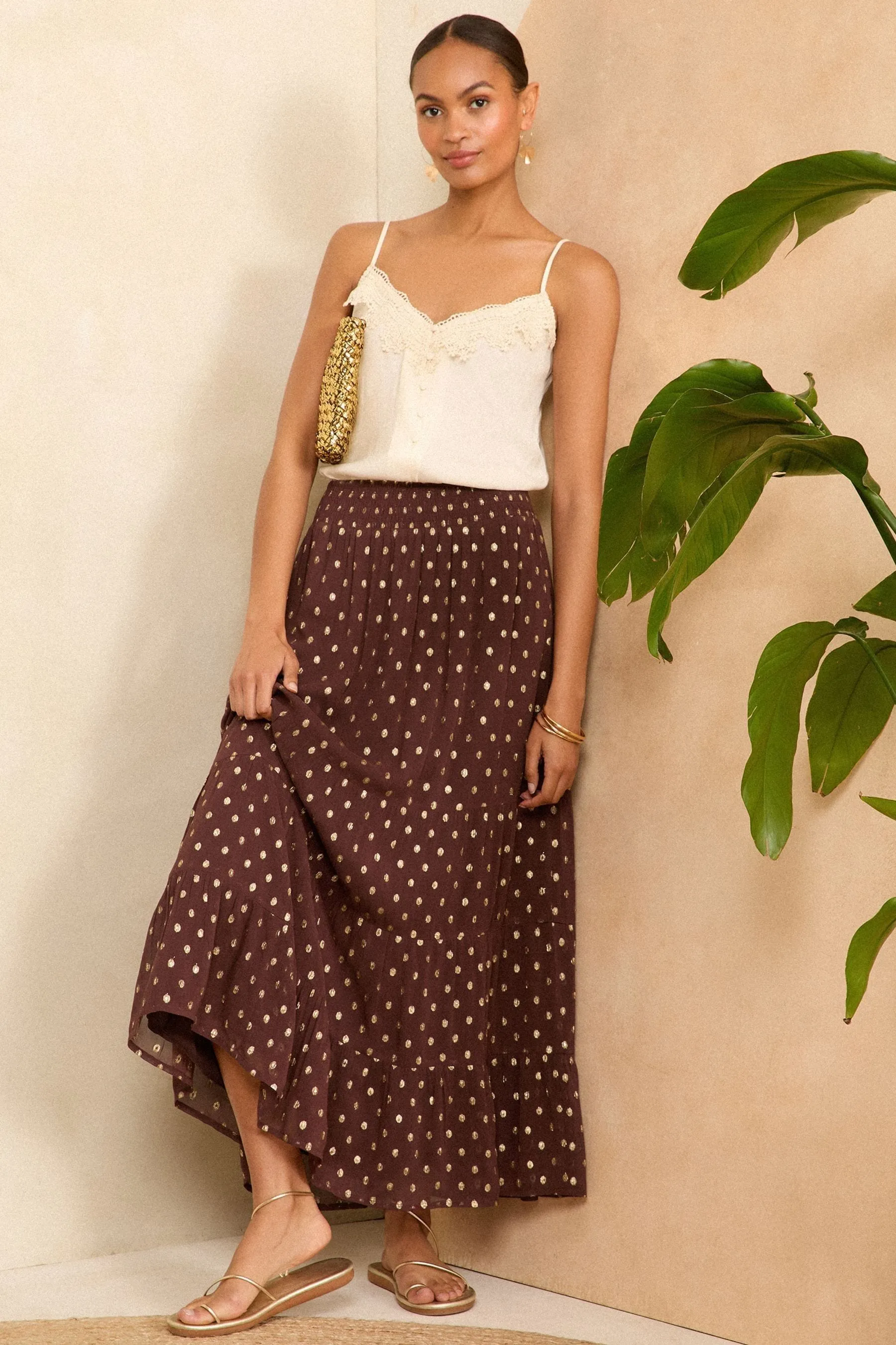 Love & Roses Dettagli metallizzati - Gonna maxi a balze