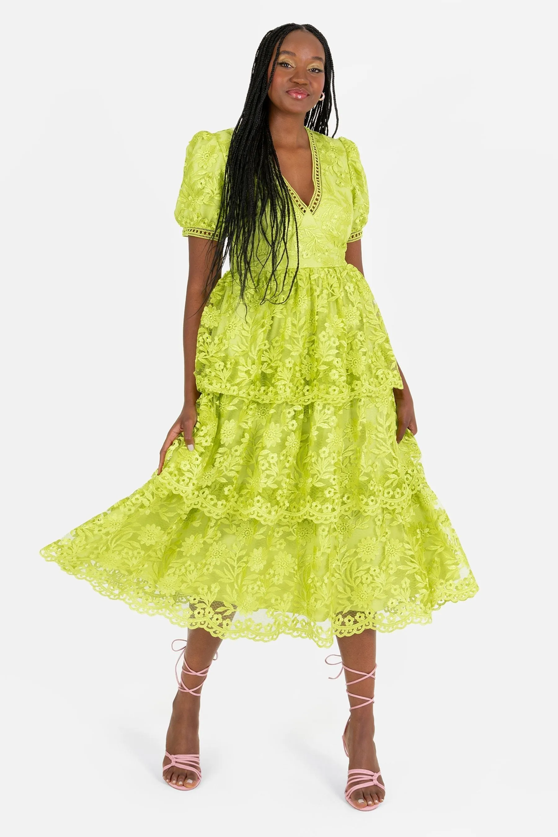 Lovedrobe - Abito midi Pizzo a balze