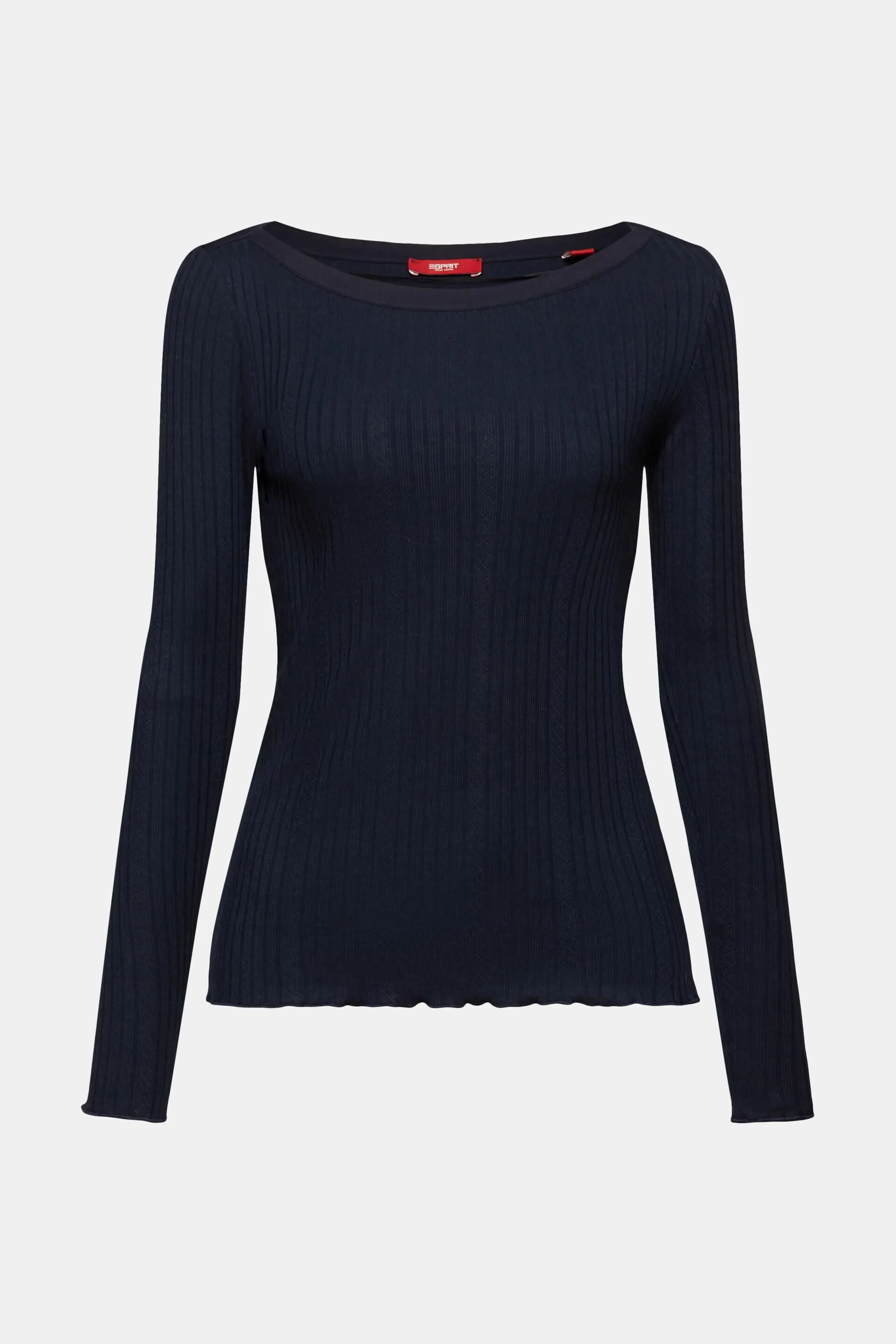 Maglia a maniche lunghe in jersey a coste pointelle