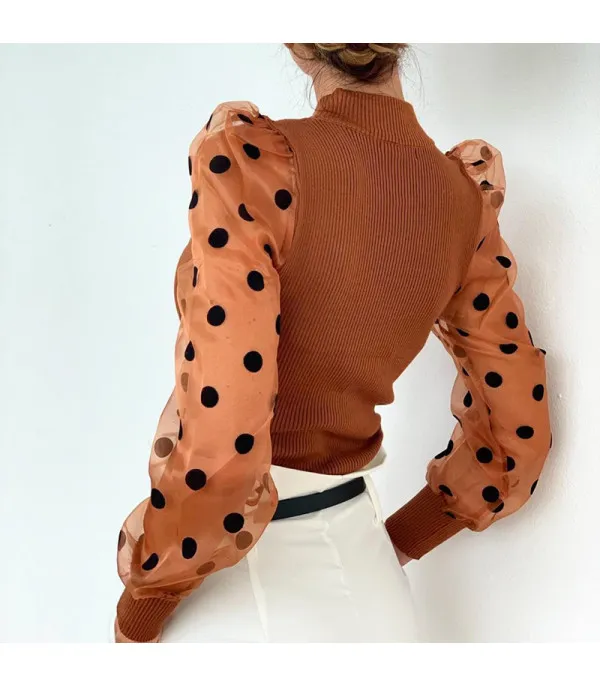 Maglia pois sbuffo