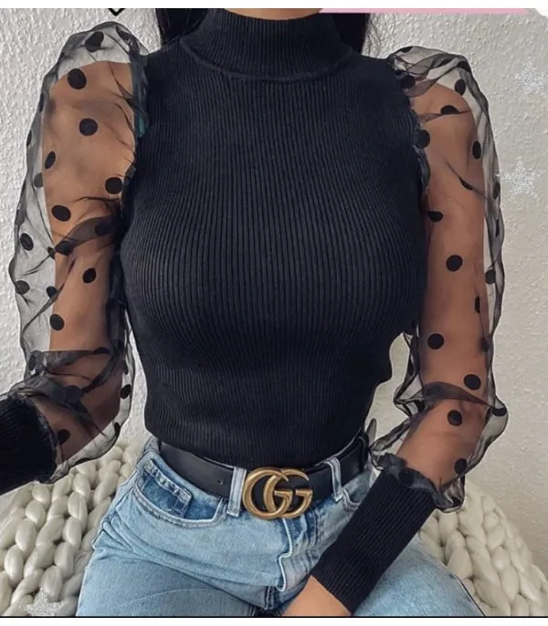 Maglia pois sbuffo