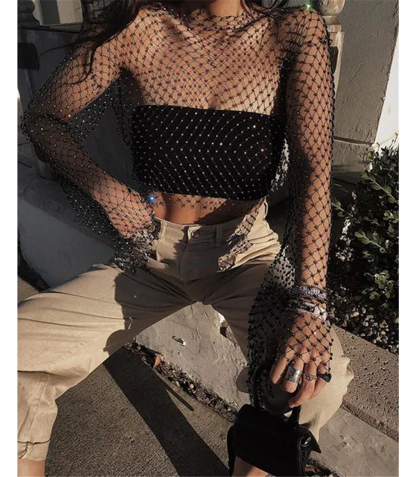 Maglia rete strass