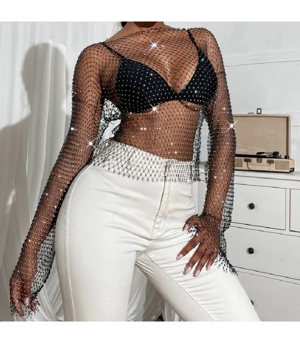 Maglia rete strass