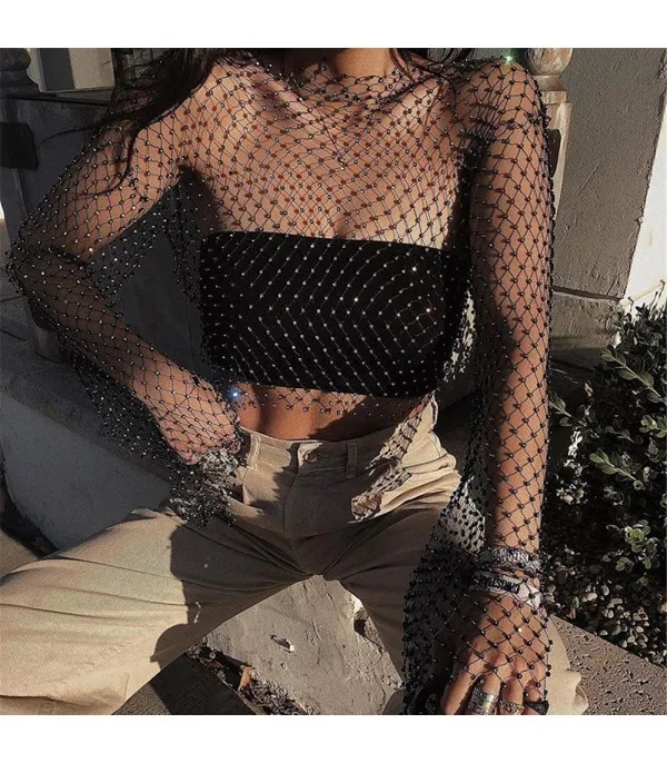 Maglia rete strass