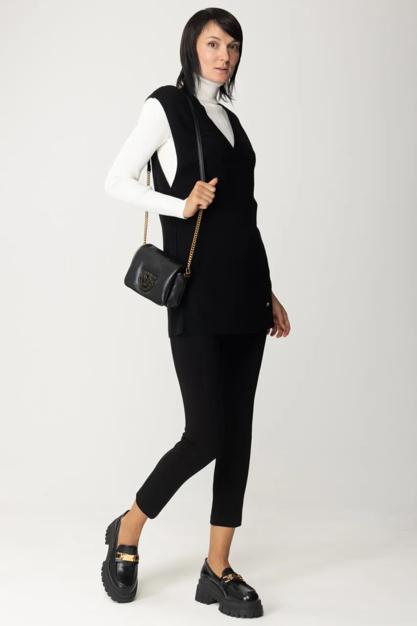 Maglia smanicata in misto cachemire NERO LIMOUSINE