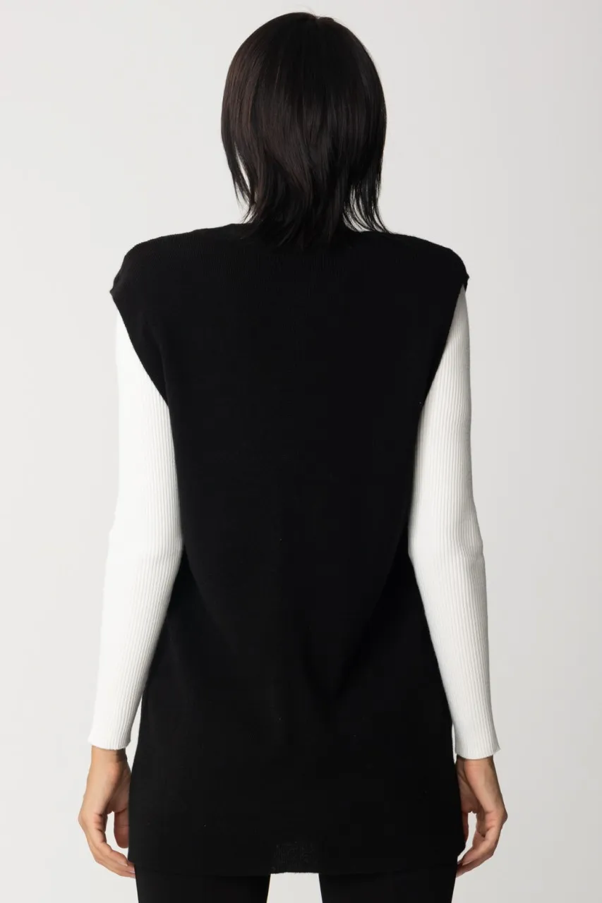 Maglia smanicata in misto cachemire NERO LIMOUSINE