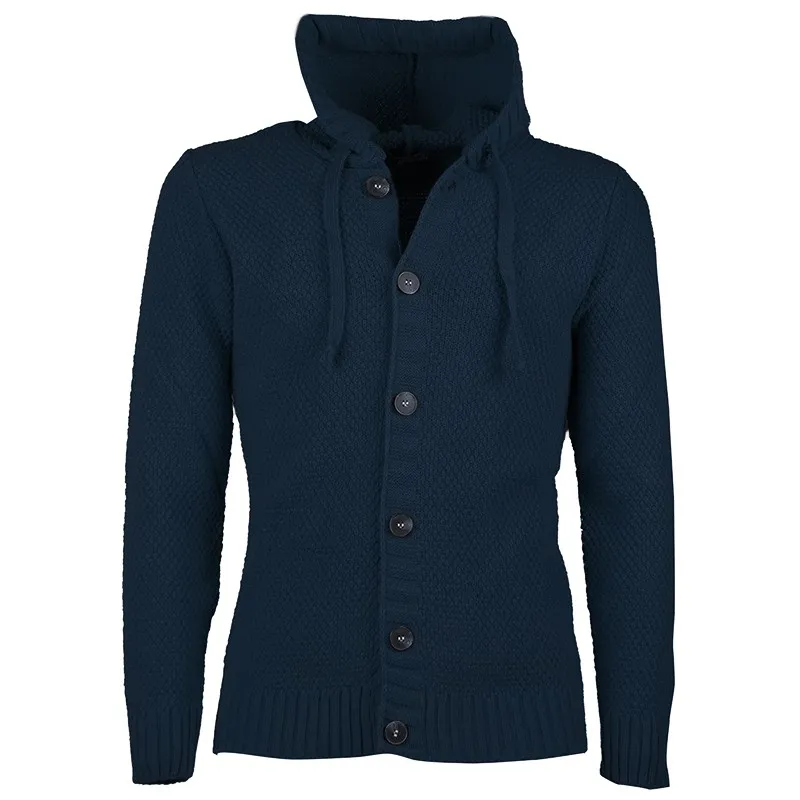 Maglia Uomo Manica lunga con bottoni e cappuccio Cardigan Felpa in Maglia Dresserd