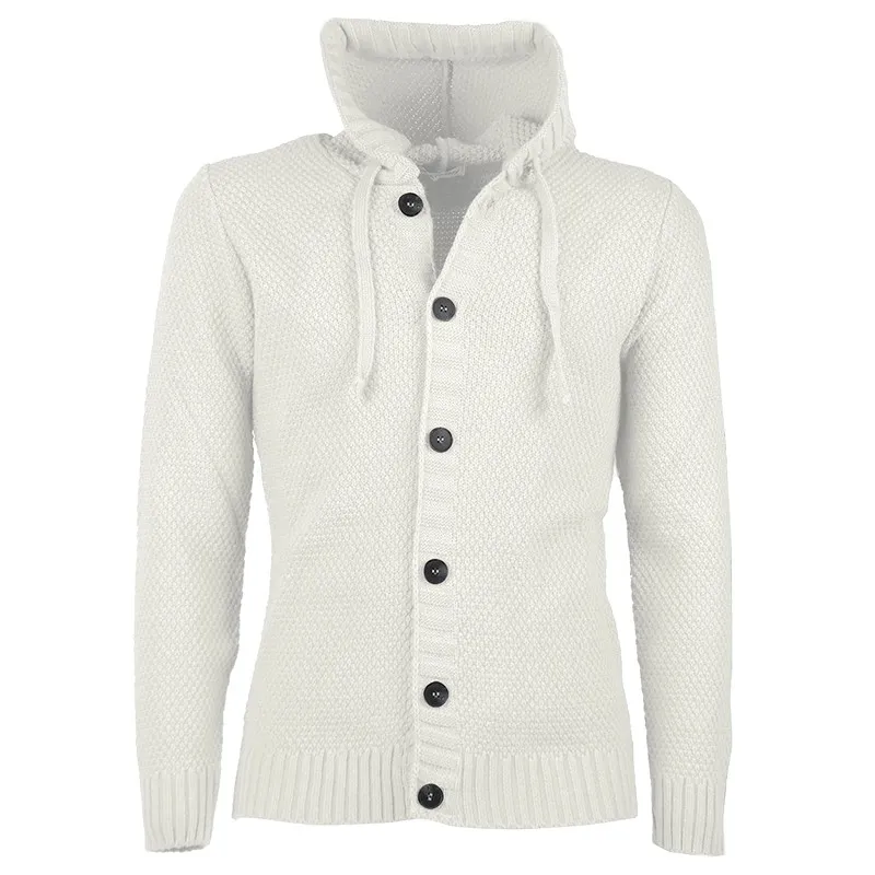Maglia Uomo Manica lunga con bottoni e cappuccio Cardigan Felpa in Maglia Dresserd