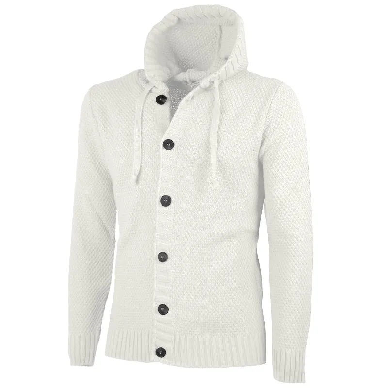 Maglia Uomo Manica lunga con bottoni e cappuccio Cardigan Felpa in Maglia Dresserd