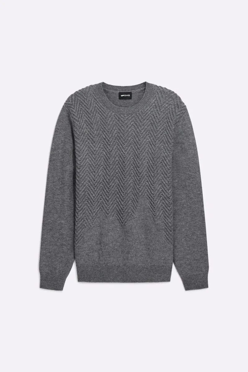 Maglione slim fit con lavorazione sul davanti uomo Grigio