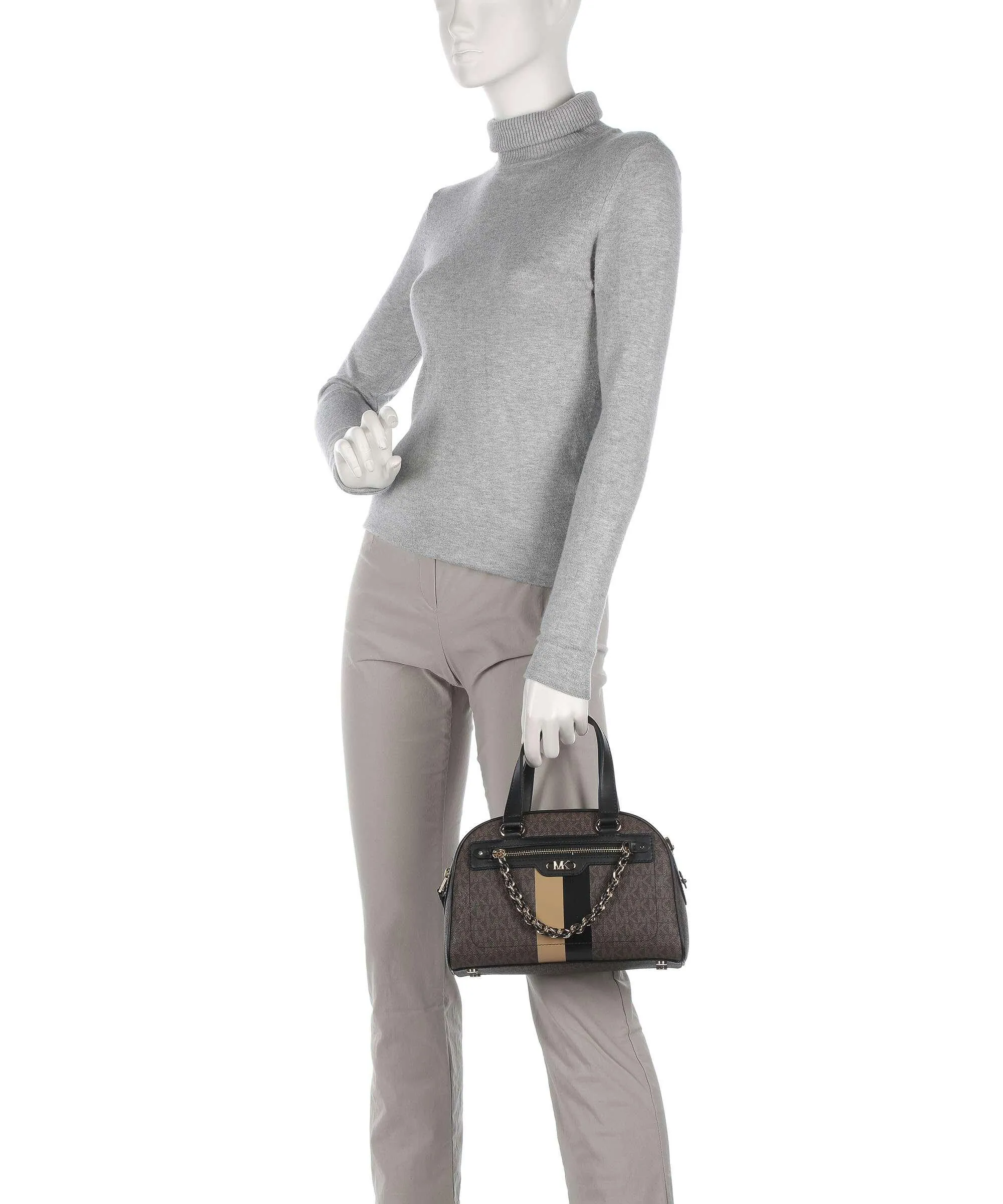 Michael Kors Williamsburg Borsa a mano tela marrone scuro  