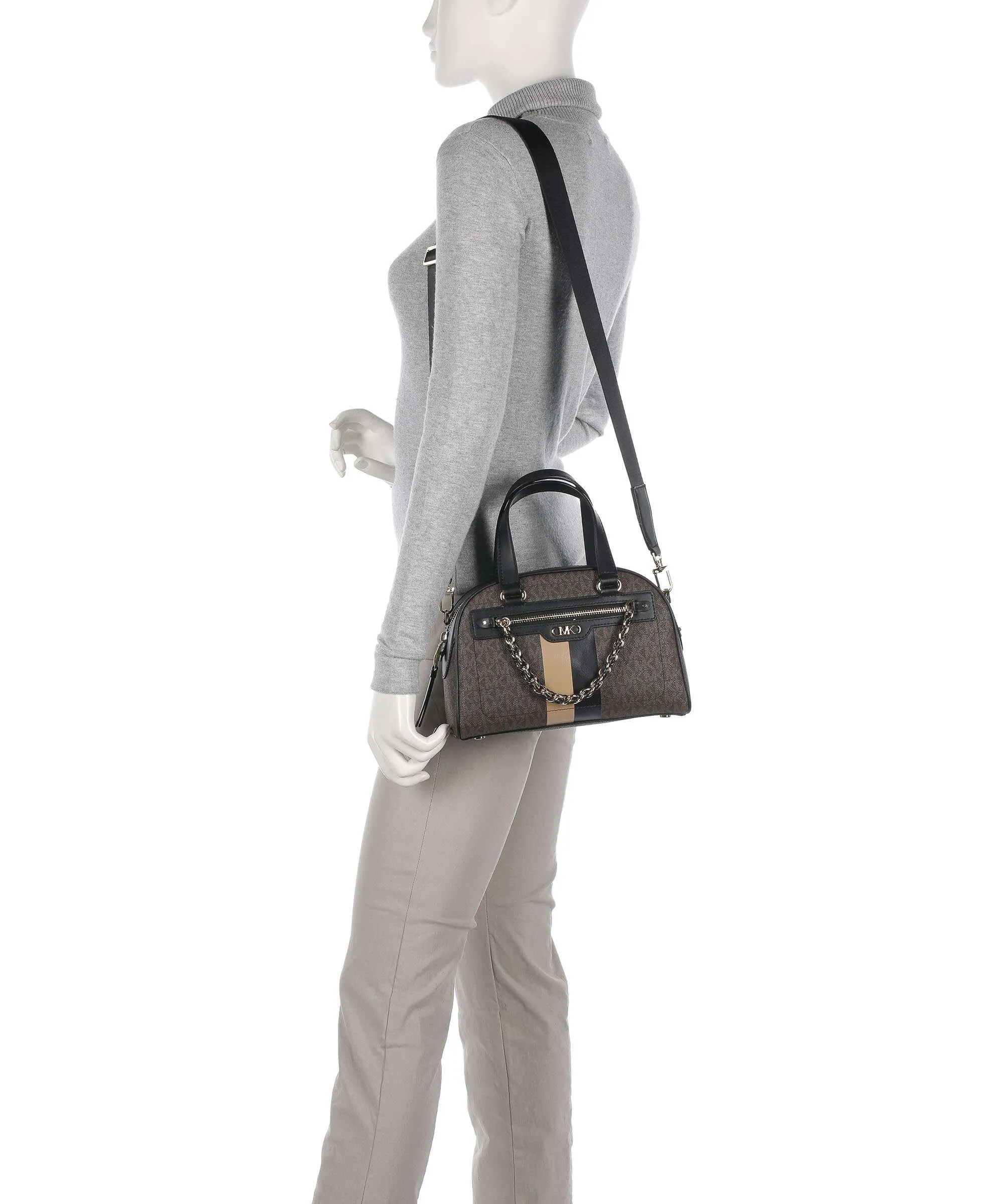  Michael Kors Williamsburg Borsa a mano tela marrone scuro  