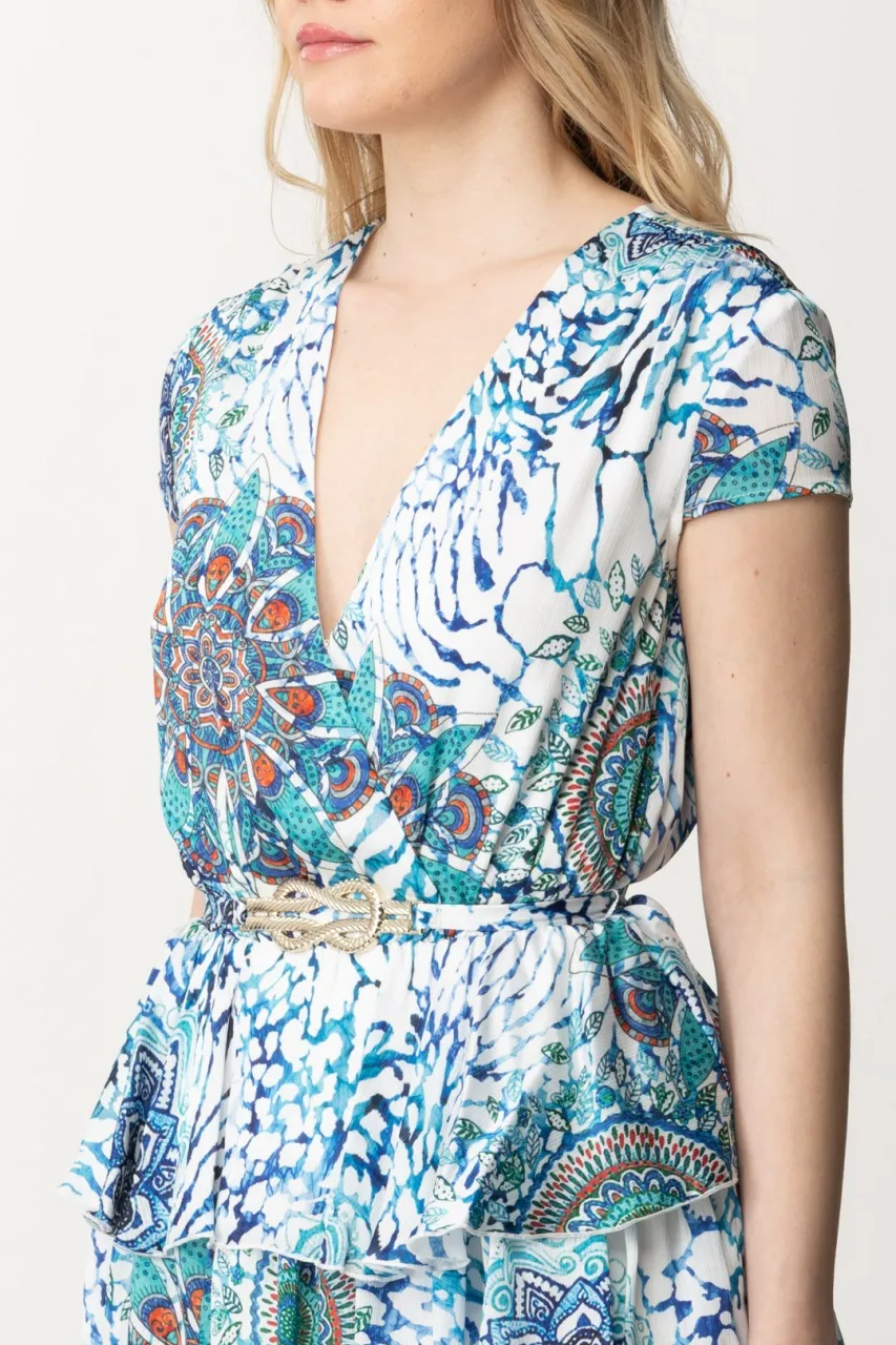 Mini abito stampato a balze con cintura BOHO ANIMALLER