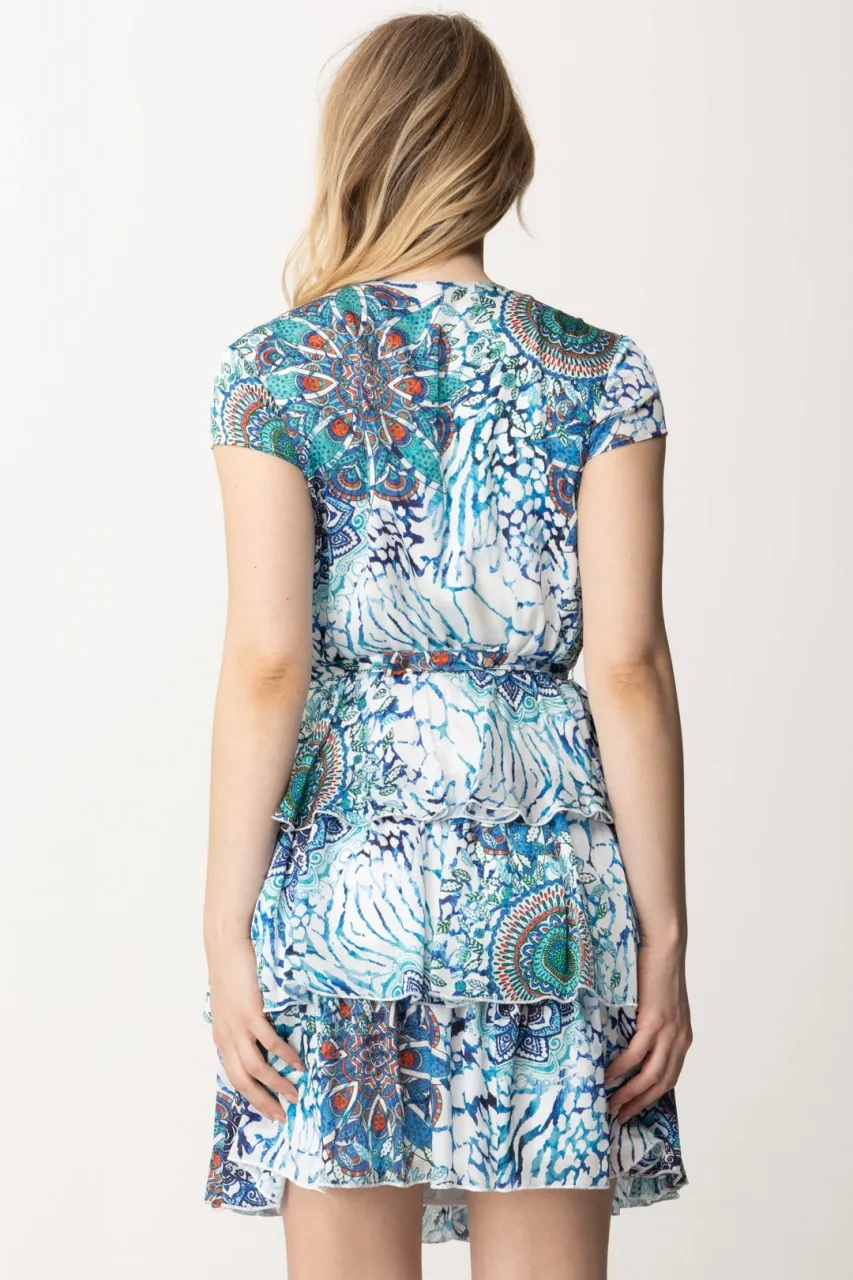 Mini abito stampato a balze con cintura BOHO ANIMALLER