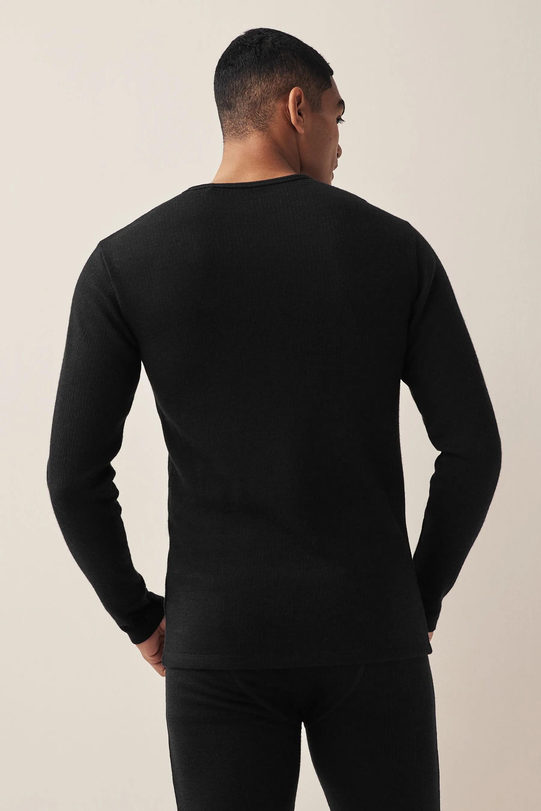 Nero  - 2 Confezione - Top Manica lunga termico leggero