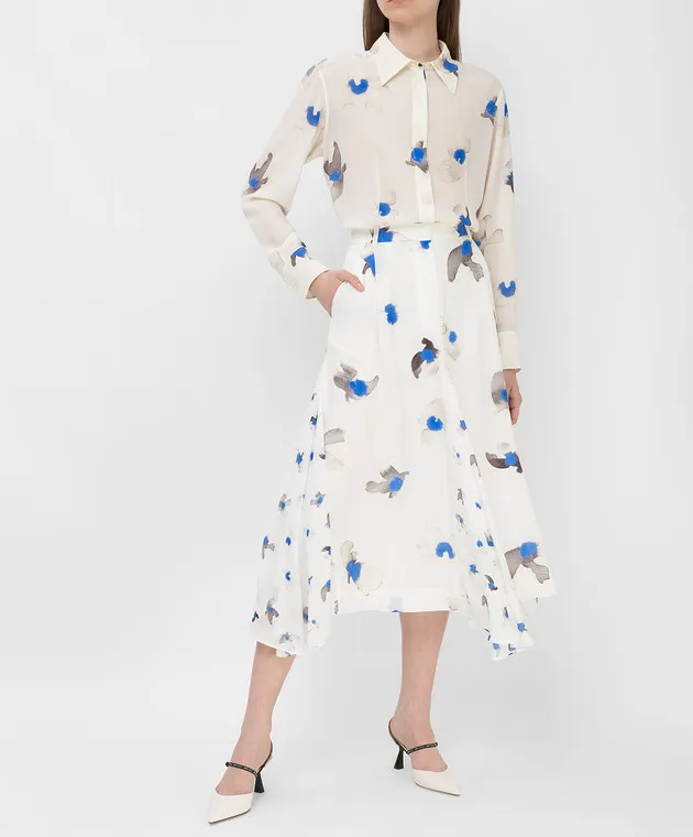 NINA RICCI Gonna in seta stampata con fondo asimmetrico 21ECJU004SE1358