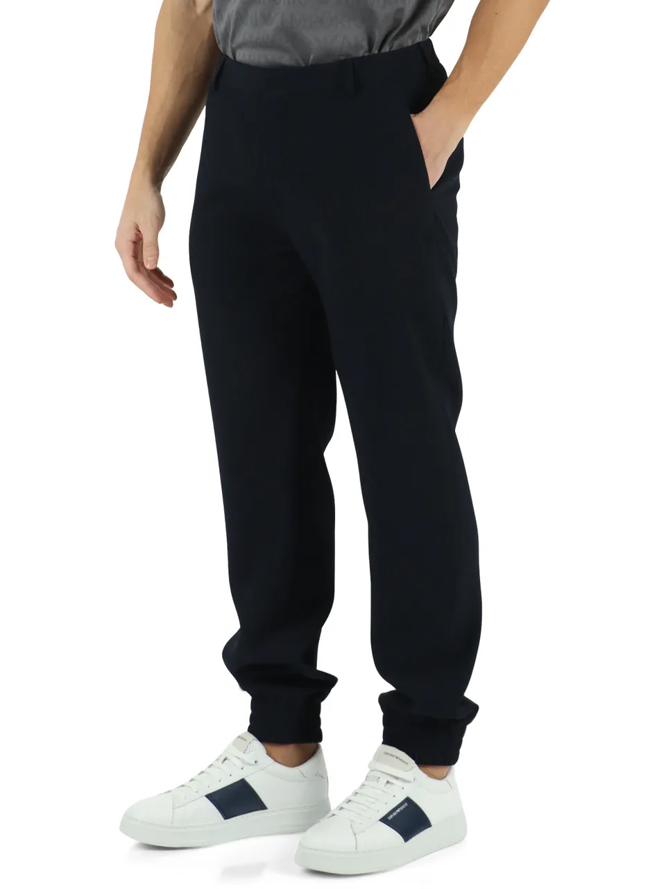Pantalone in tessuto stretch lavorato