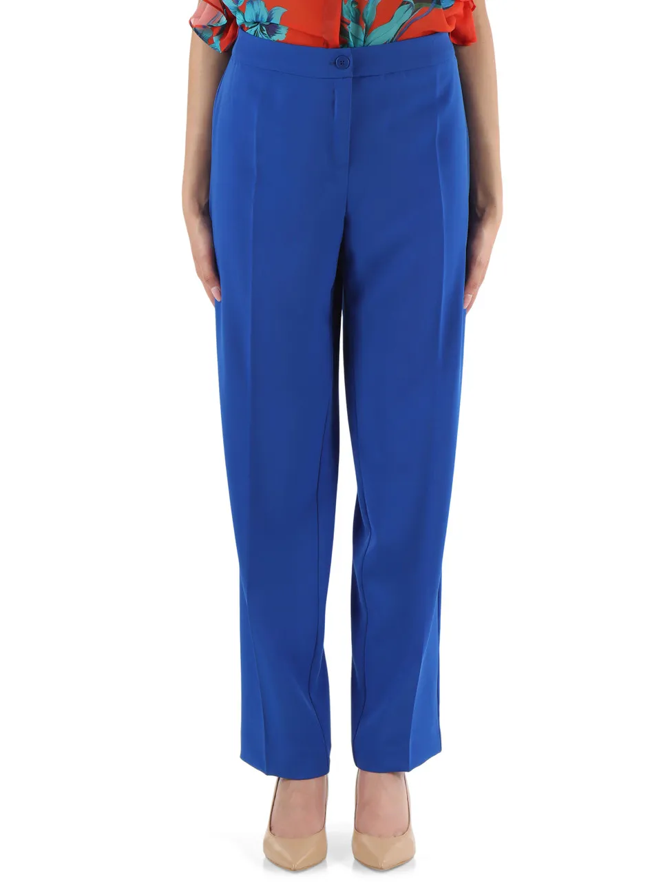 Pantalone taglio dritto in tessuto fluido
