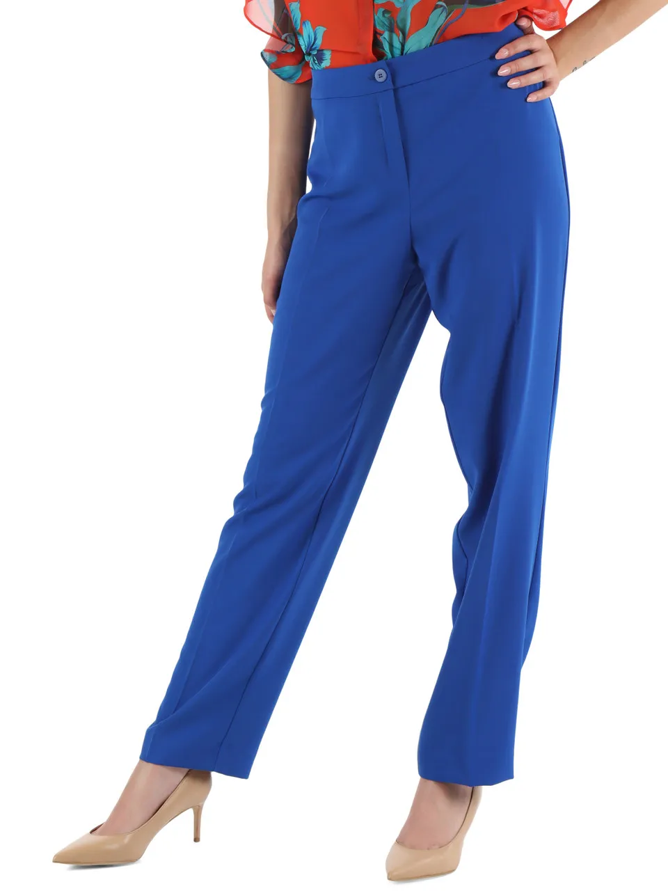 Pantalone taglio dritto in tessuto fluido