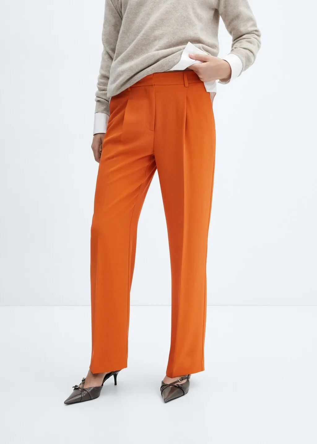 Pantaloni diritti pinces