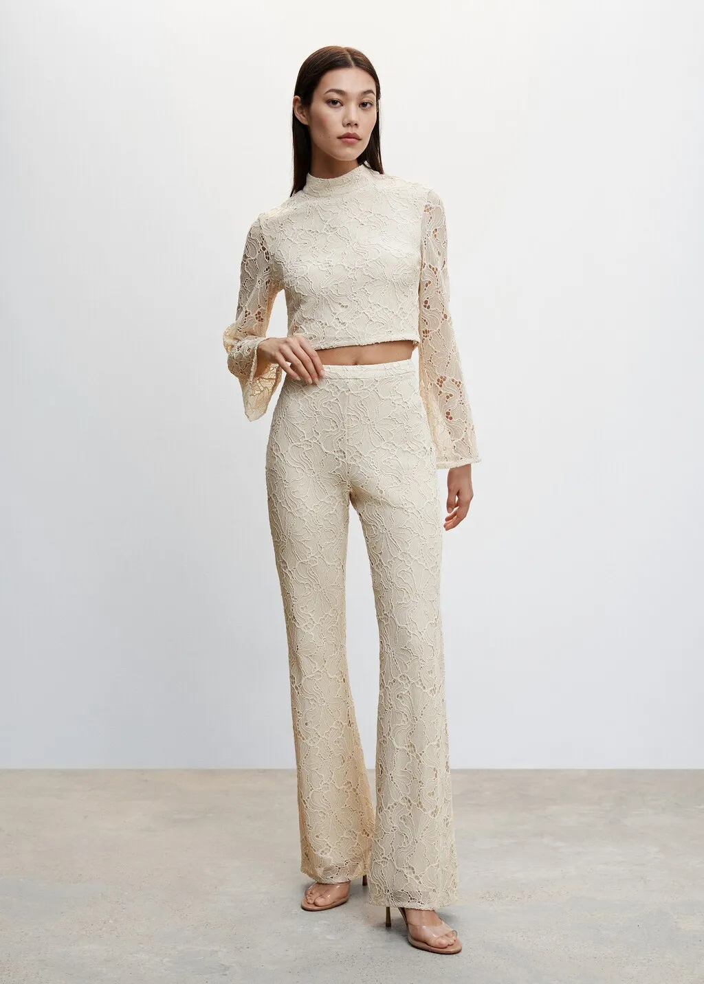 Pantaloni flare pizzo