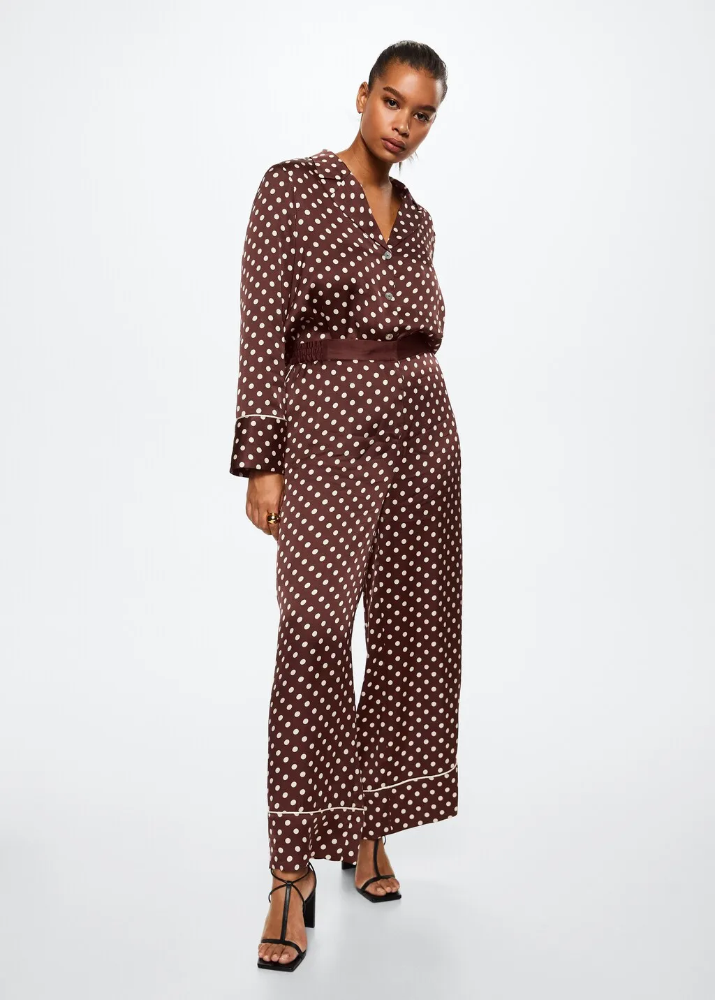 Pantaloni satinati pois