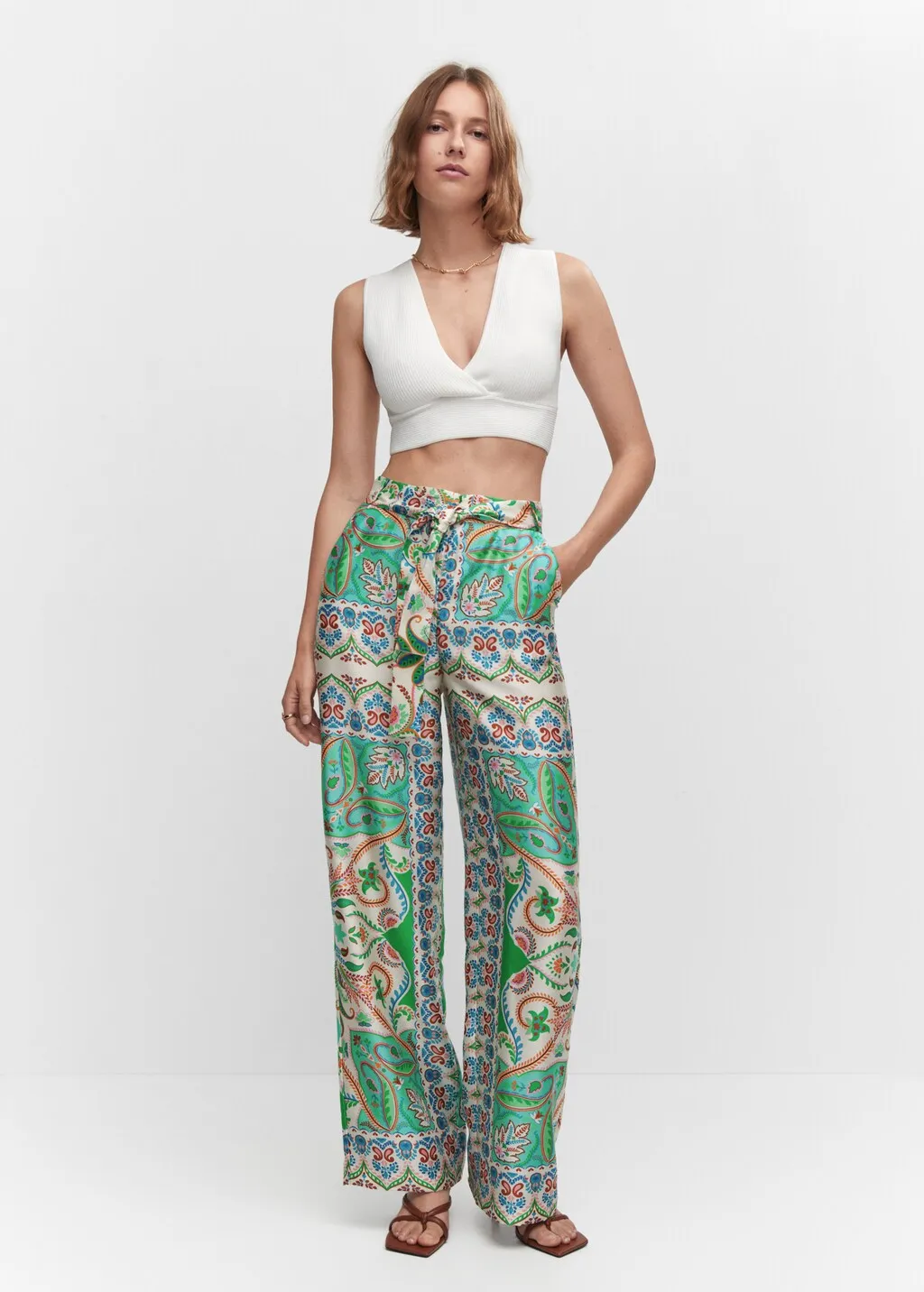 Pantaloni satinati stampa
