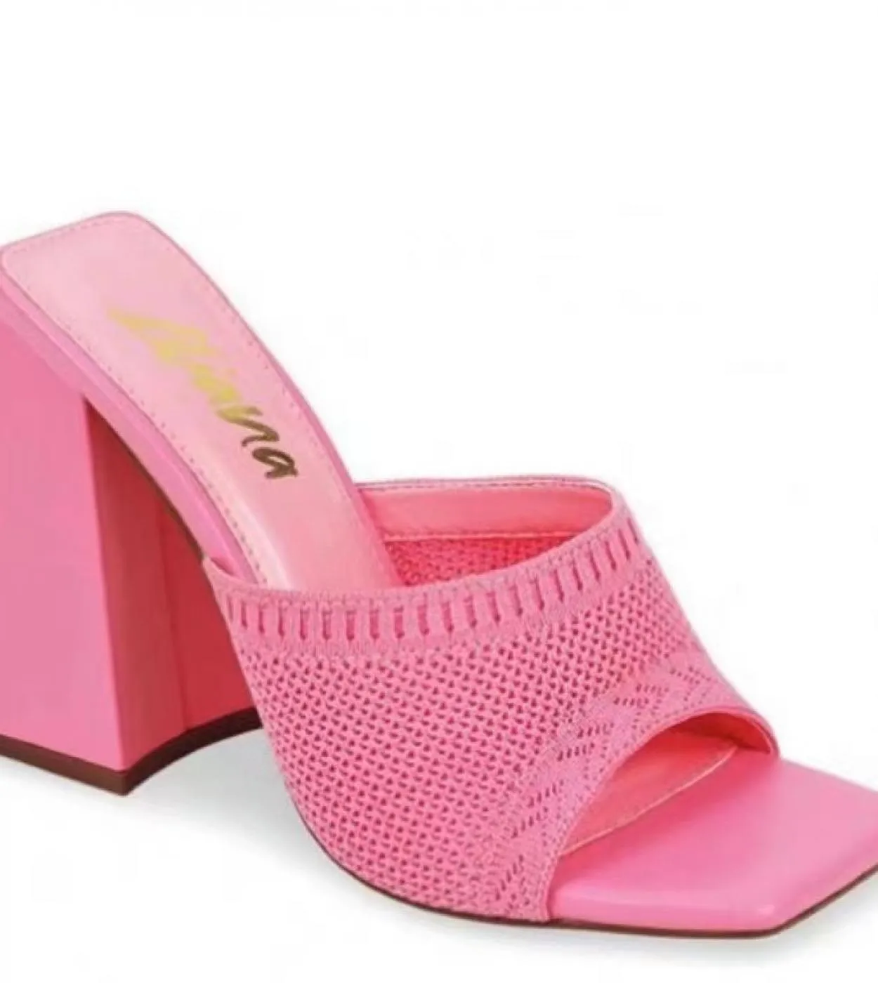 Pantofole estive con tacco alto Pantofole da donna in tessuto a rete con tacco spesso Punta quadrata Sandali opentoe con tacco s
