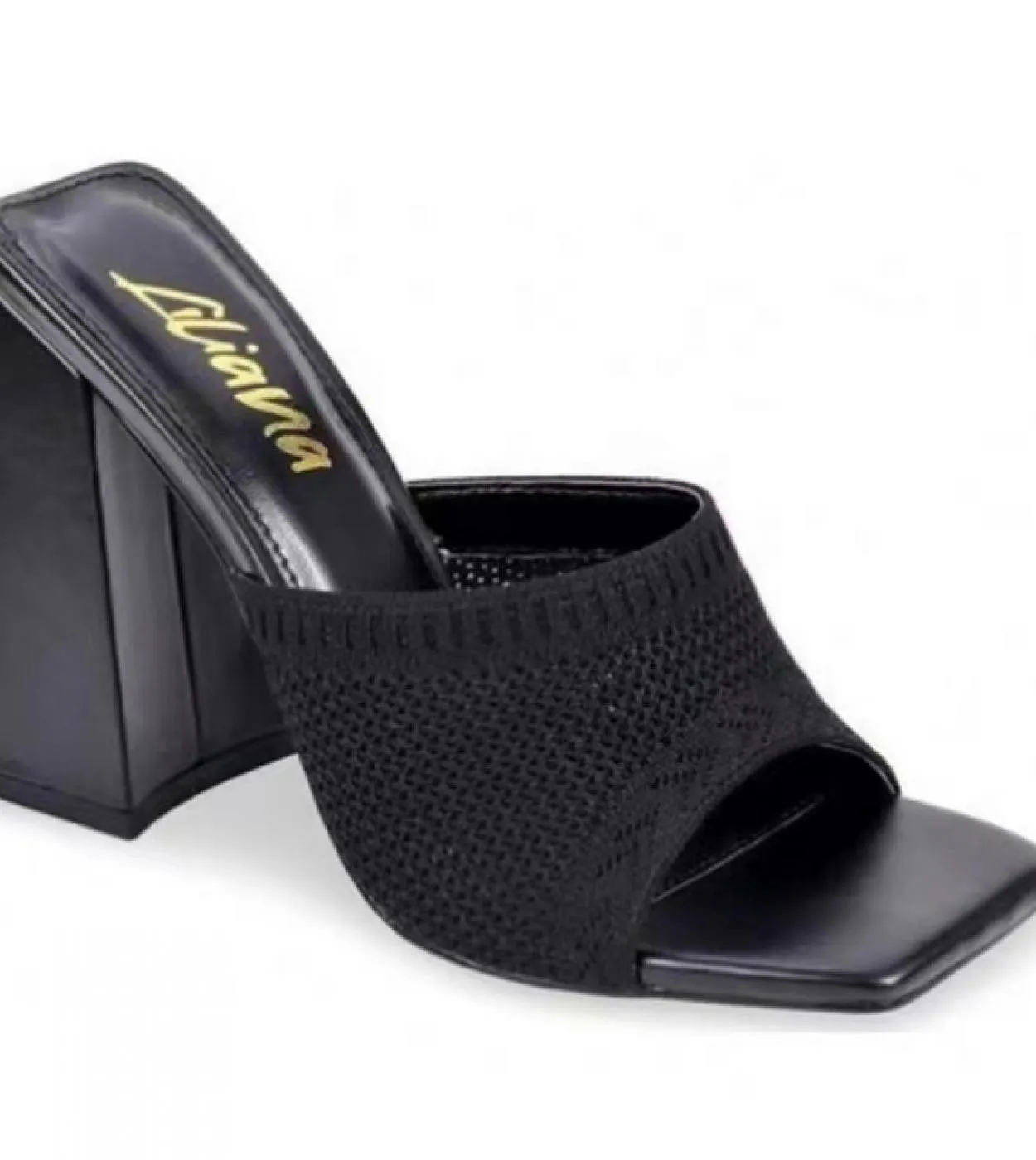 Pantofole estive con tacco alto Pantofole da donna in tessuto a rete con tacco spesso Punta quadrata Sandali opentoe con tacco s