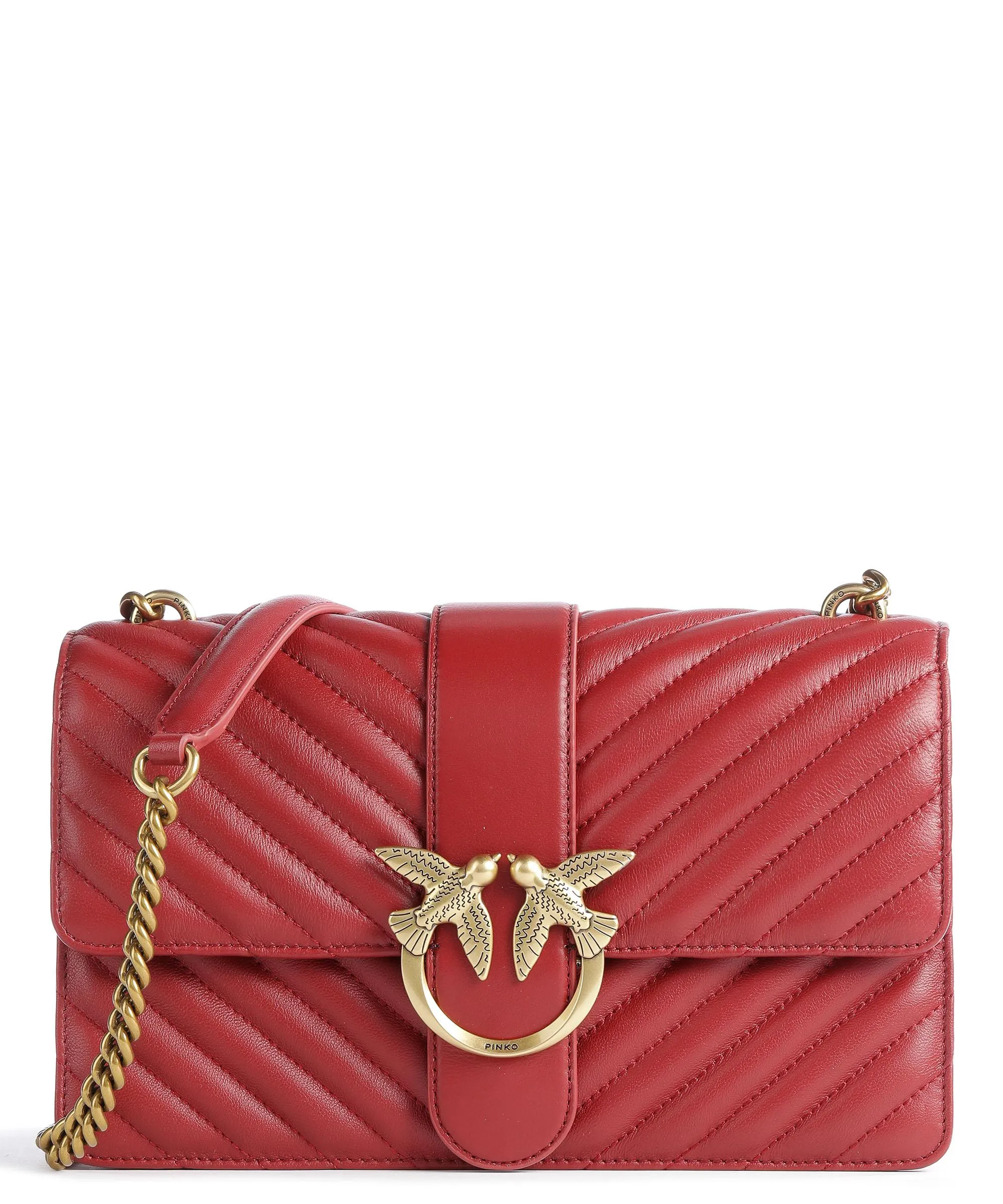  Pinko Love Icon Classic Borsa a tracolla pelle di pecora rosso rubino  