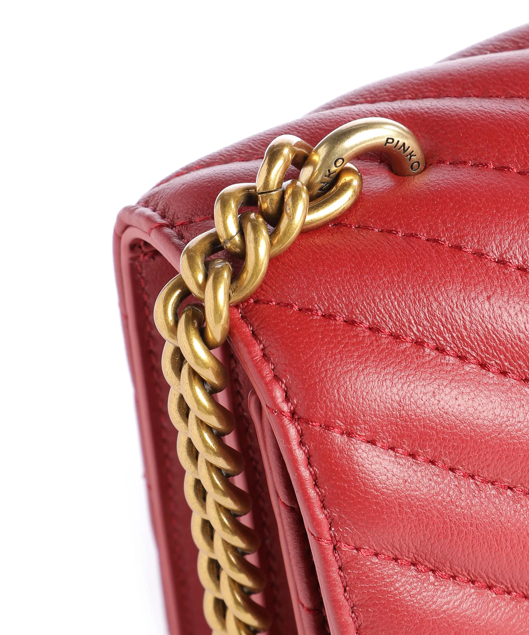  Pinko Love Icon Classic Borsa a tracolla pelle di pecora rosso rubino  