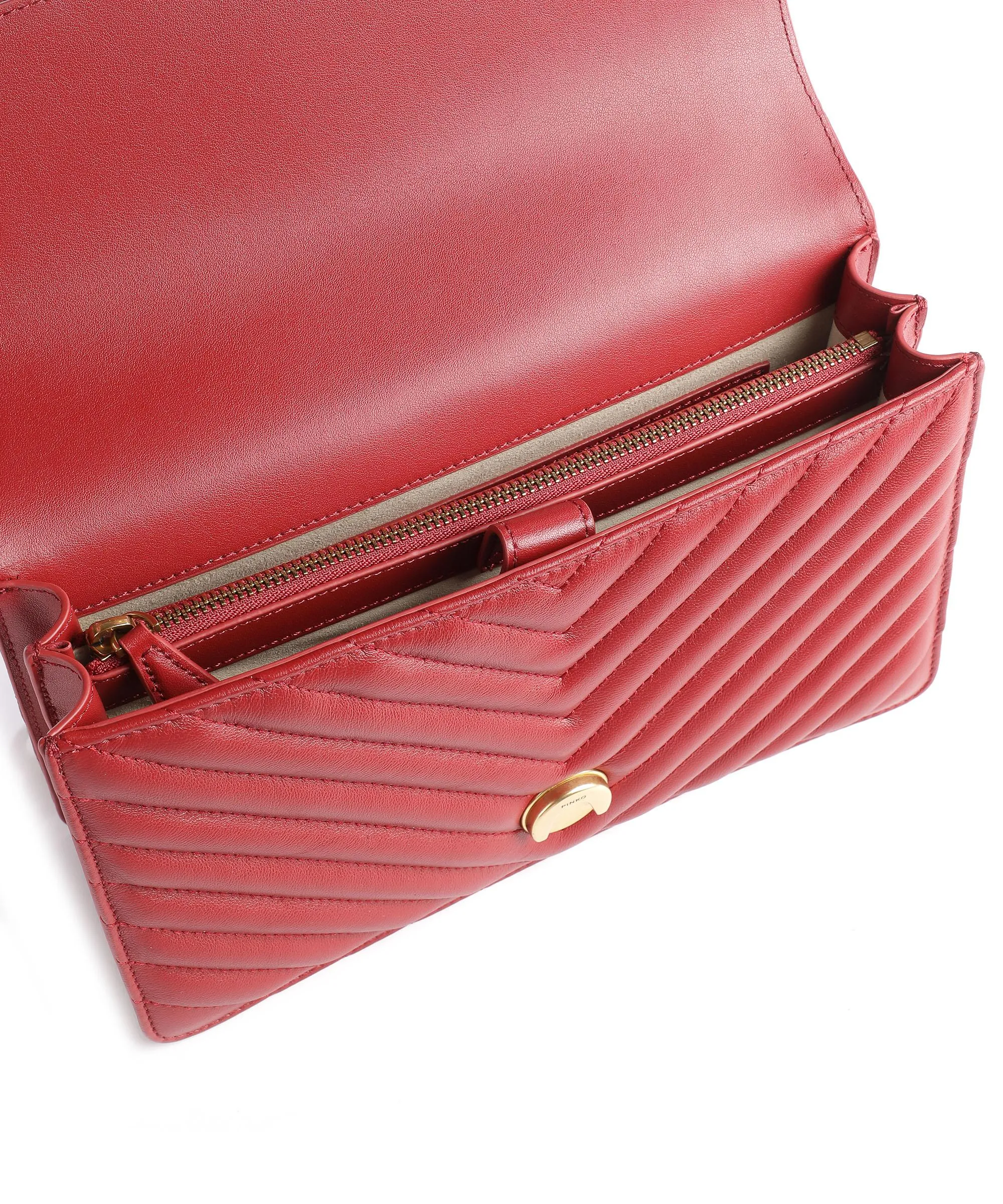  Pinko Love Icon Classic Borsa a tracolla pelle di pecora rosso rubino  