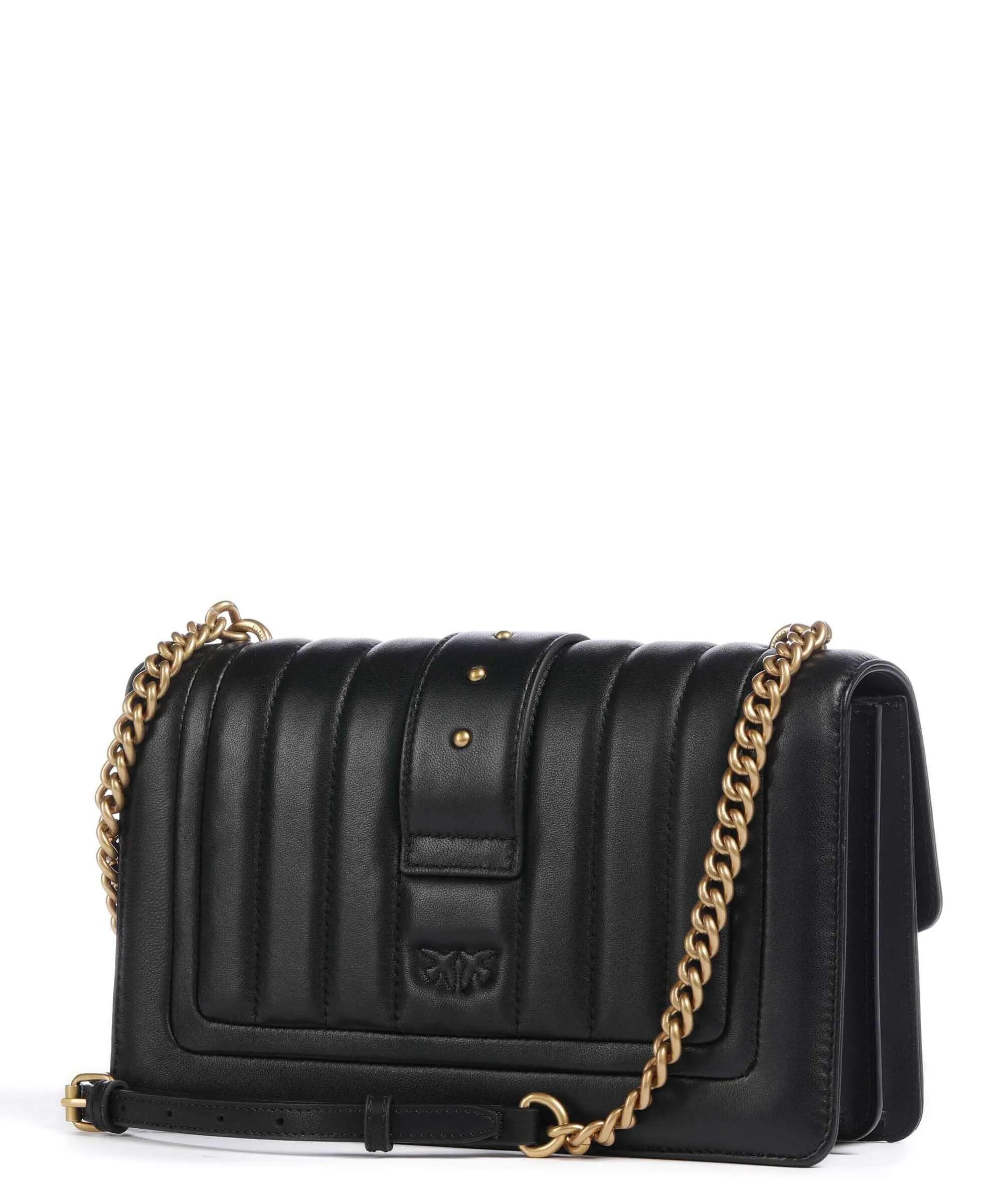  Pinko Love One Classic Borsa a tracolla pelle di pecora nero  